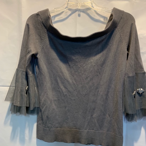 7th Avenue NY &Co  jeweled tulle sleeve sweater - Picture 2 of 6